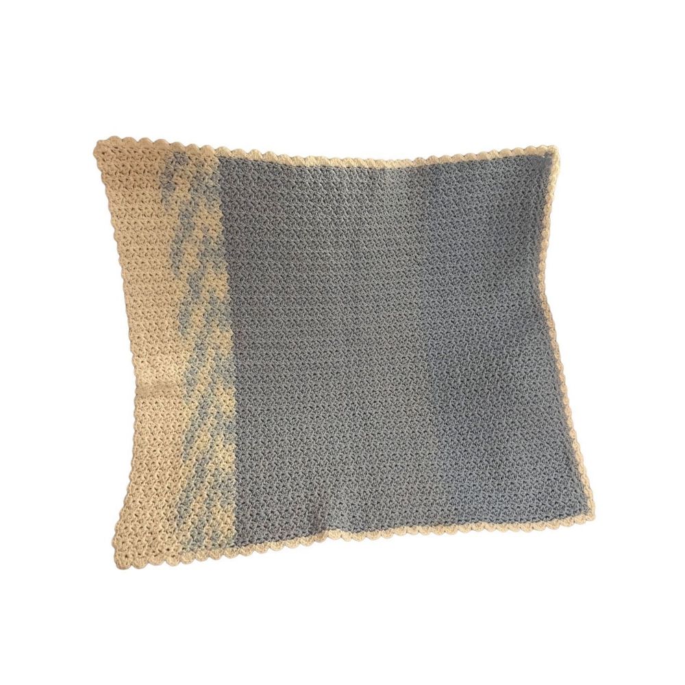 Handmade Knit Crochet Baby Blanket Pastel‎ Blue White Lap Blanket Size 30” X 35” - Picture 6 of 8